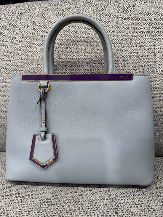 Fendi Handbags - Fendi Blue Leather Small 2Jours Tote